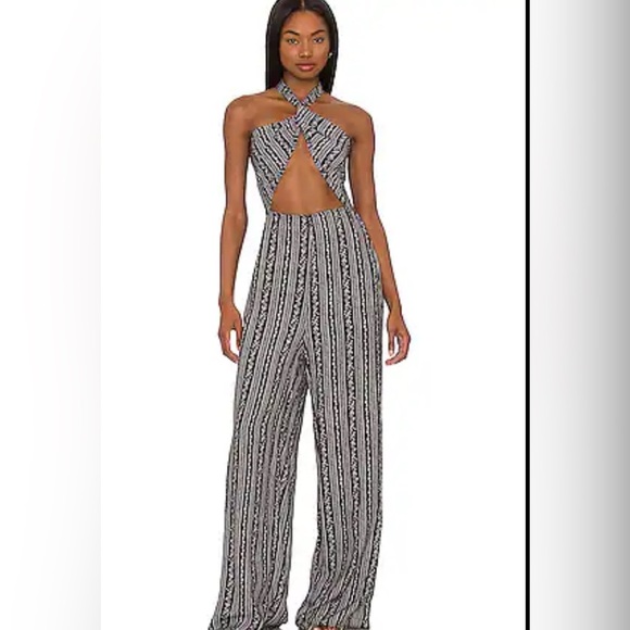 Maaji Convertible Black and White Halter Jumpsuit - Picture 1 of 6